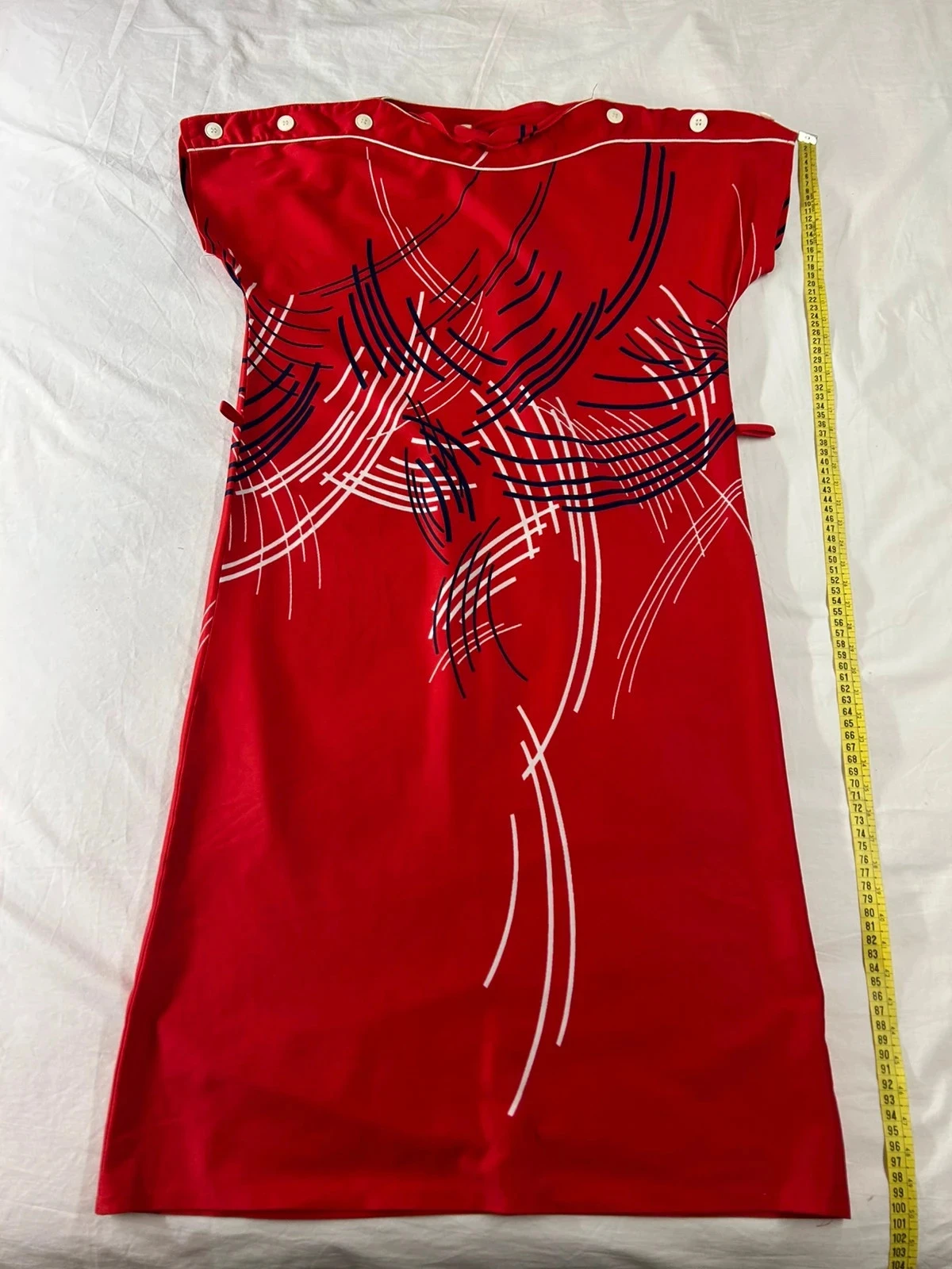 Vestido largo rojo con estampado vintage – photo 2